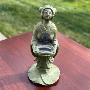 Antique Vantine's Geisha Incense Burner Art Deco Statue Meditation Altar Decor